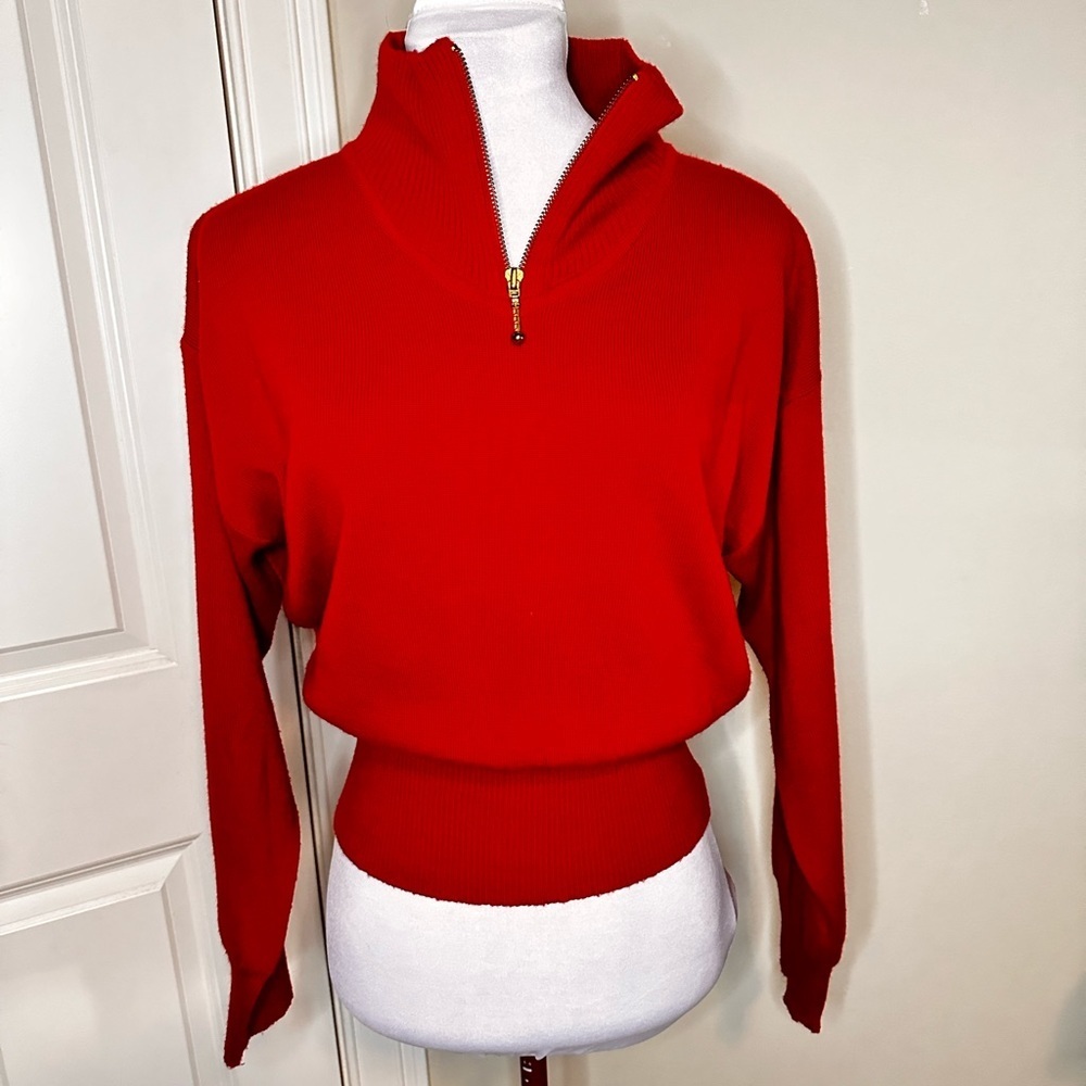 MEISTER Red Quarter Zip Wool Top Red size small